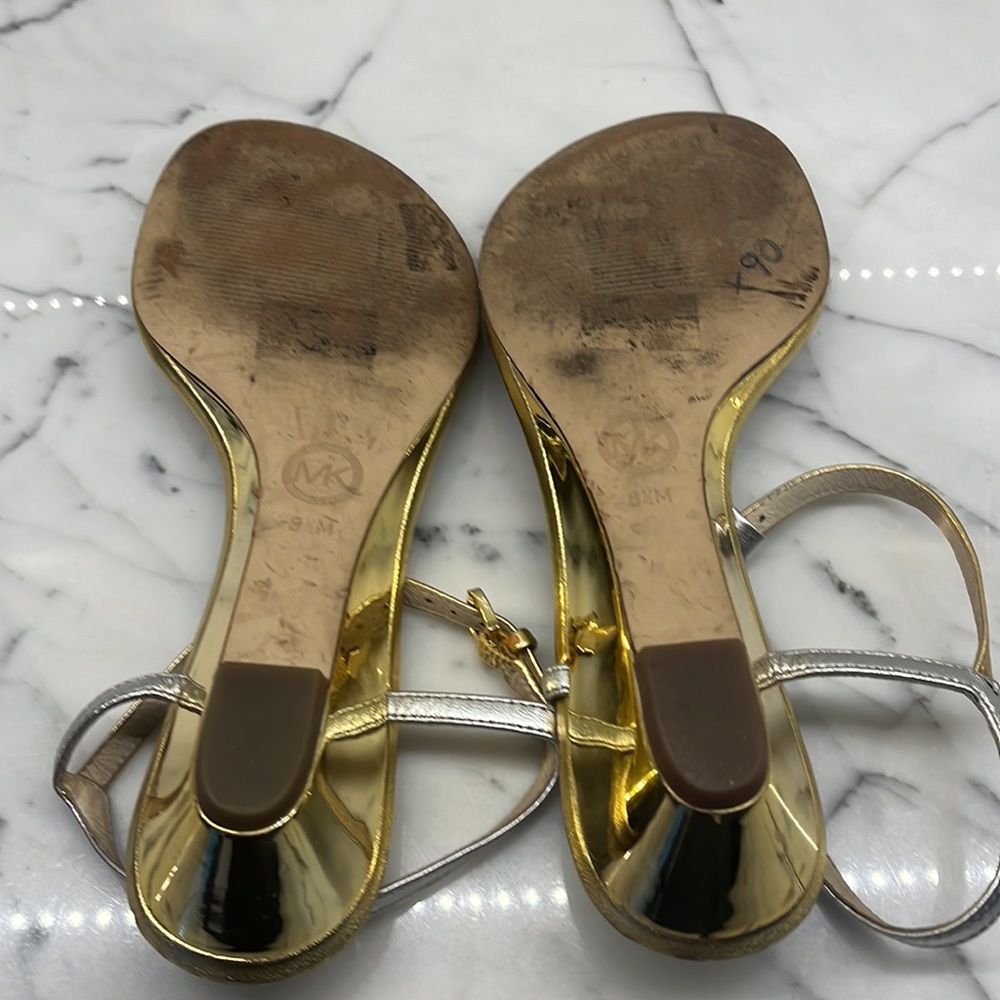 Michael Kors Gold and Silver Strappy Sandals - Picture 7 of 8